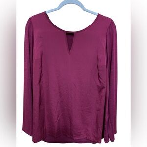 41 Hawthorn Magenta Long Sleeve Blouse With Mixed Media, Plus Size 1X.